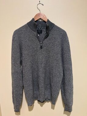 Qi 100% Cashmere Gray Half-Zip Sweater Size Large